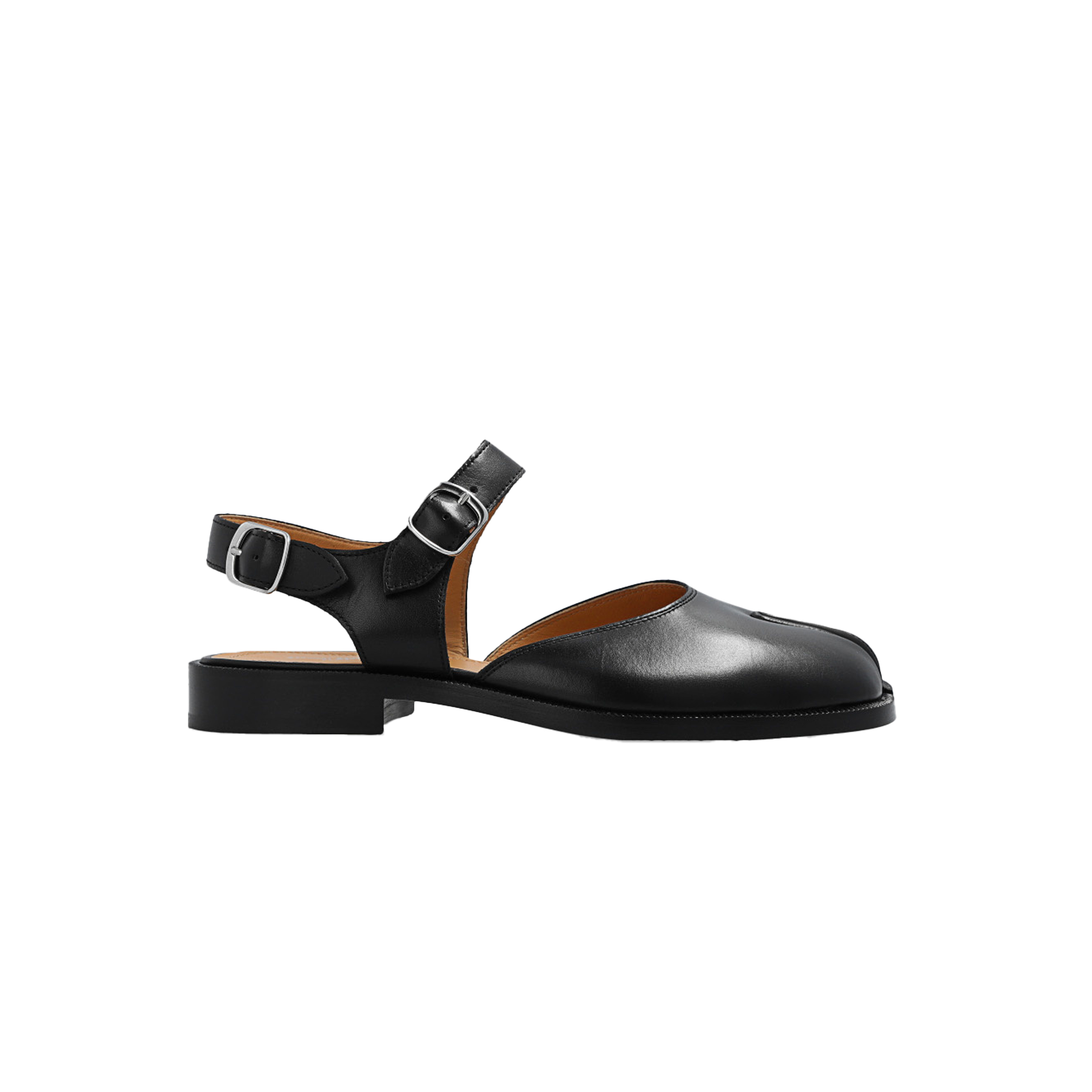 MAISON MARGIELA BLACK LEATHER SANDALS WITH TABI TOE S58WP0249